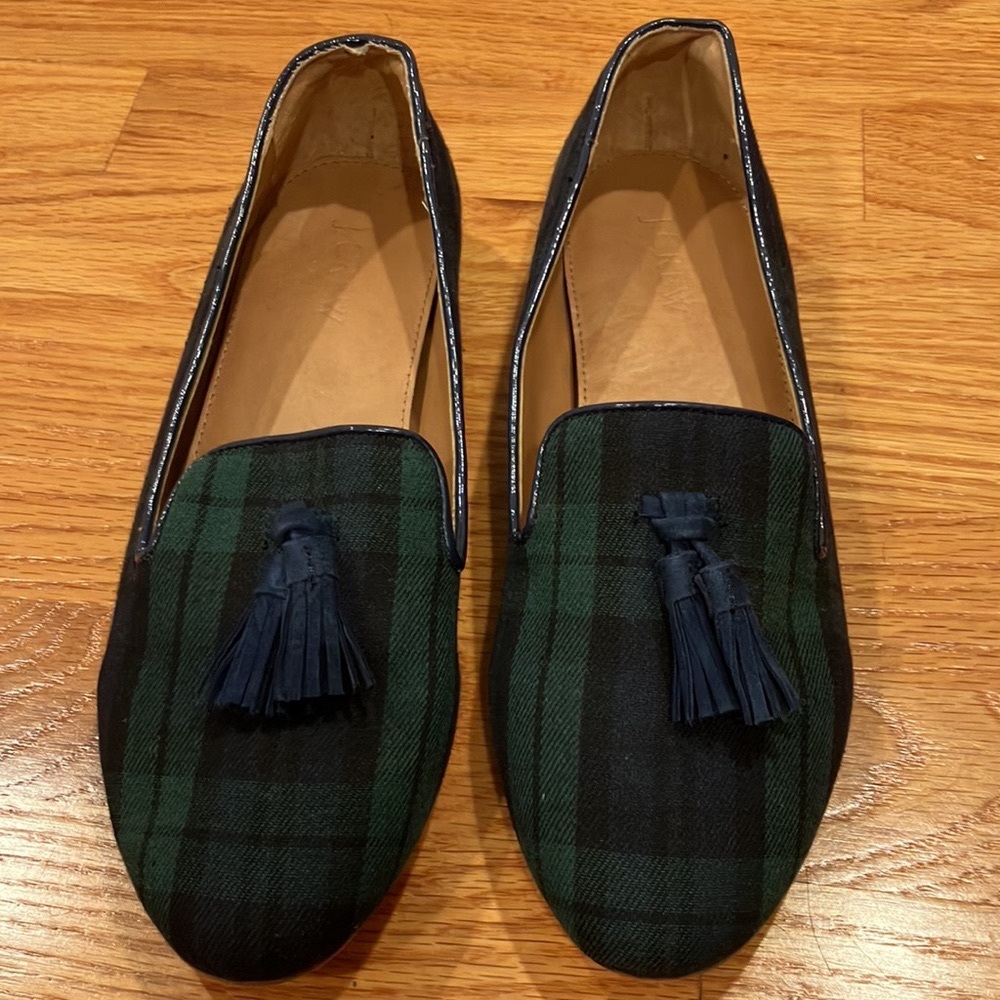 J. Crew Holiday Cora Loafers Tartan Plaid Flats - Size 9